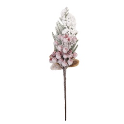 [66674] Branche de Décoration de Noël Blanc Rouge 9x9x38 cm