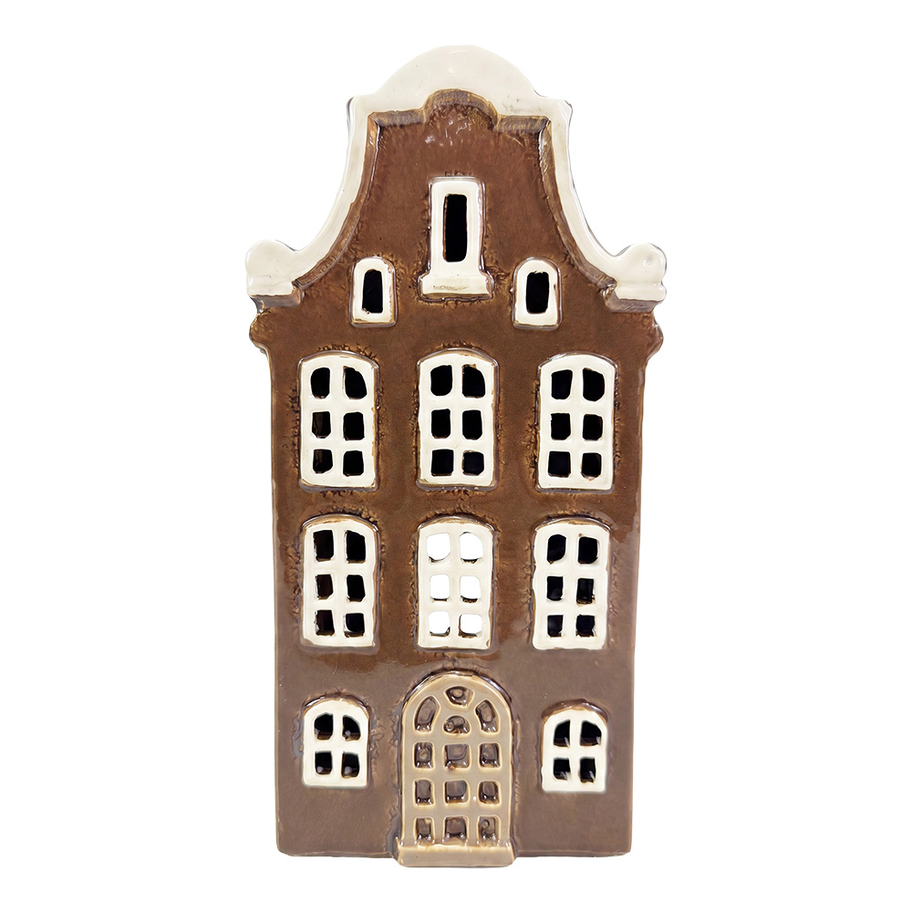 Porte-lampes de Noël chalet Marron Beige 11x8x22 cm