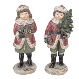[6PR6456] Christmas Decoration Children set of 2 Red Green 9x7x22 / 8x8x22 cm