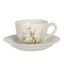Kaffeetasse mit Unterteller Weiß 11x9x7 cm / Ø 15x2 cm / 200 ml