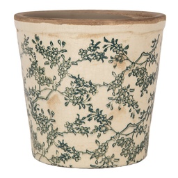 [6CE1976M] Vaso Porta Pianta Beige Verde Ø 17x16 cm