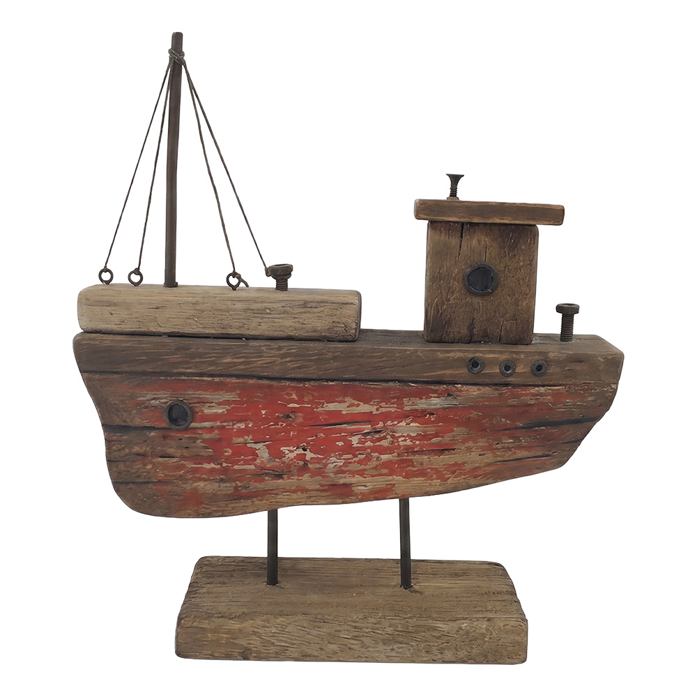 Miniatura Decorativa Barca Marrone Rosso 23x7x26 cm