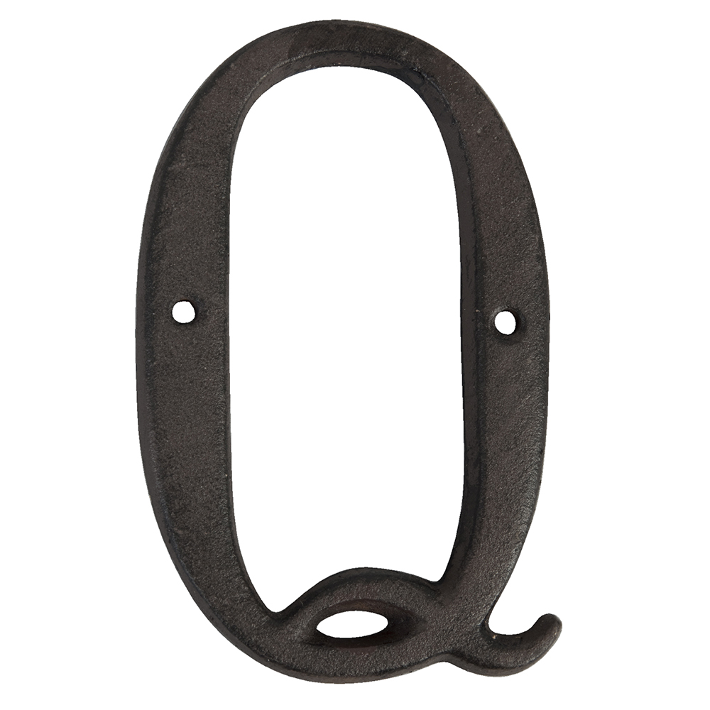 Iron Letter Q Brown 8x1x13 cm
