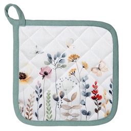 [FOB45] Topflappen Weiß, Grun 20x20 cm