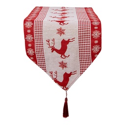 [KT065.009] Tischläufer Rot Beige 33x180 cm