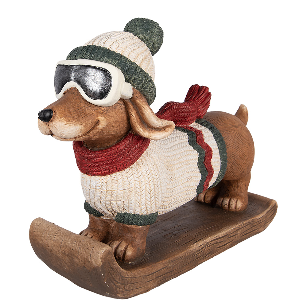 Deco Hund Braun Weiß 51x17x37 cm