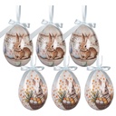 Ciondolo Decorativo Uovo (set 6) Bianco Marrone Ø 7x10 cm