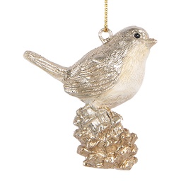 [6PR5660] Pendentif décoratif Oiseau Beige Couleur or 6x3x6 cm