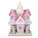 Decoration house with LED Pink White 21x14x28 cm / 2xAAA