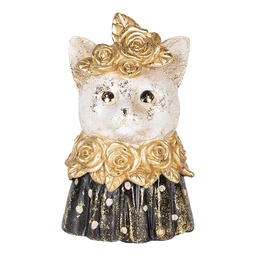[6PR5076] Decoration Statue Cat White Black 12x10x18 cm