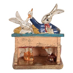 [6PR6033] Deko Kaninchen Weiß Mehrfarbig 11x7x11 cm