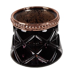 [6GL4567] Glas Kerzenhalter Schwarz Ø 7x6 cm