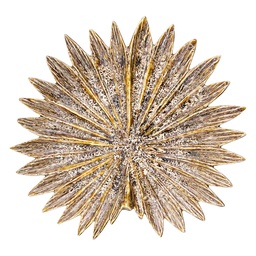 [6CE2502] Dekorative Schale Blume Gelb Weiß Ø 22x3 cm