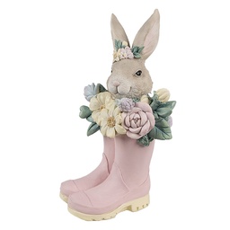 Clayre & Eef Statuetta decorativa Coniglio 13x13x23 cm Beige Rosa Plastica