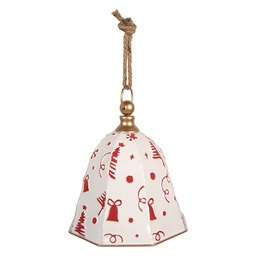 [6Y6019] Dekoration Klingel Weiß Rot Ø 24x25 cm