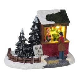 [6PR6508] Decorazione natalizia bancarella con LED Rosso Verde 14x8x10 cm / 2xAAA