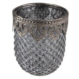 [6GL3988] Porte-lampion en verre Gris Ø 8x9 cm