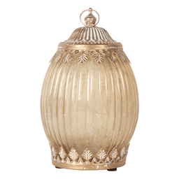 Clayre & Eef LED Lantaarn Ø 11x18 cm Beige Glas