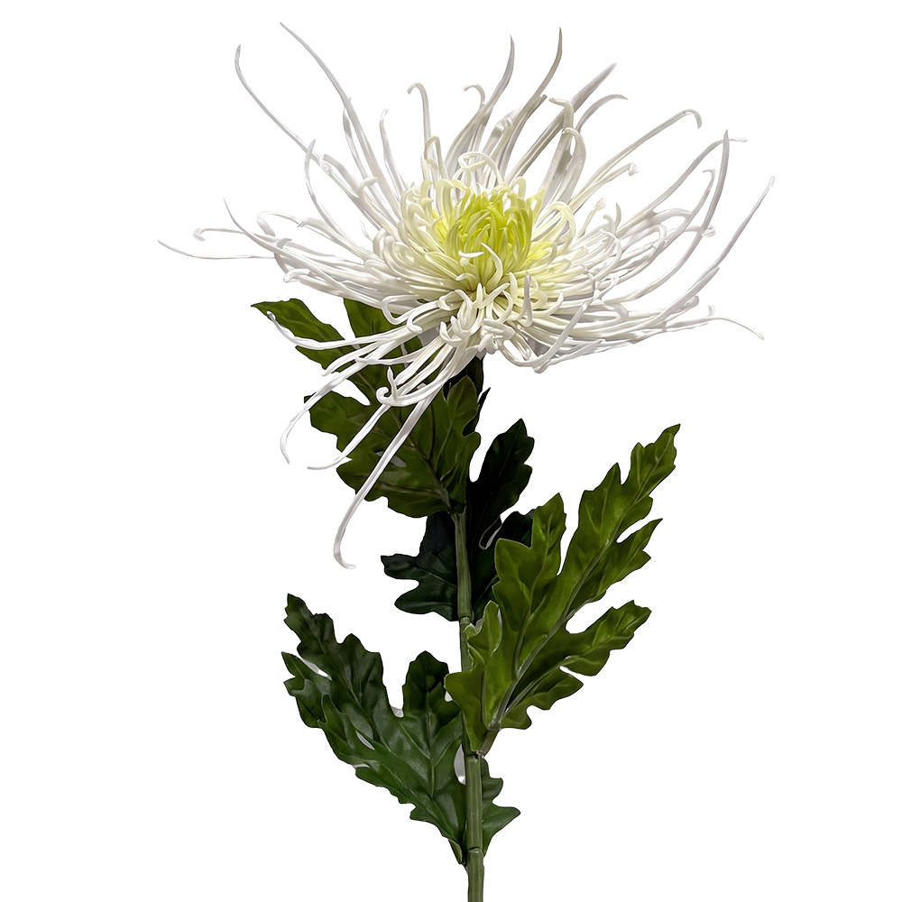 Dekorativer Zweig mit Blumen Weiß Grün 73 cm