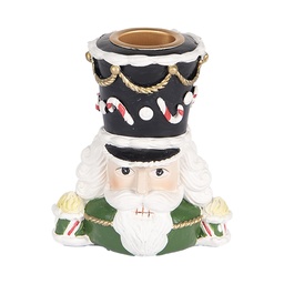 [6PR5541] Candlestick Nutcracker Green White 8x6x9 cm
