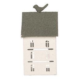 [6Y6070] Dekoration Haus Weiß Grün 12x12x27 cm