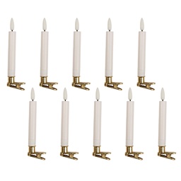 [6CA0008] Kerzen mit LED set 10 Weiß Ø 2x14 cm / 10xAAA