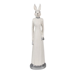 [6PR4041] Statua Decorativa Coniglio Bianco 11x9x41 cm