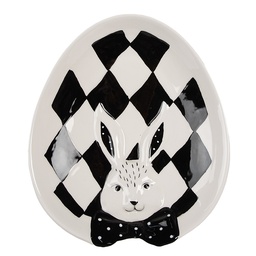 [CBDP] Tableware Diner Plate White, Black 21x18x4 cm