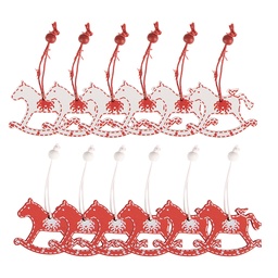[6H2487] Pendentif décoratif cheval à bascule Rouge Blanc 13x13x1 cm (12)