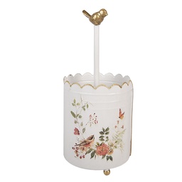 [6Y5997] Kitchen Roll Holder White Gold colored Ø 14x30 cm