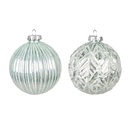 Palla di natale Verde Argento Ø 8x8 cm (set 2)