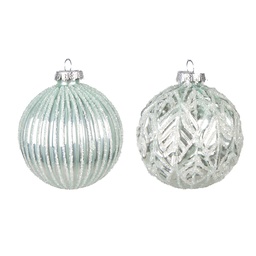 [6GL4127] Boule de Noël Vert Argent Ø 8x8 cm (set 2)