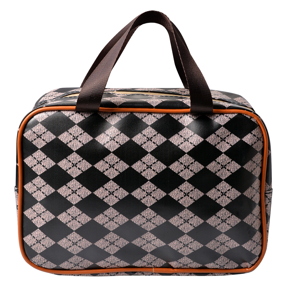 Kulturtasche Damen Schwarz, Beige 24x9x19 cm