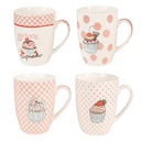 Set di tazze da 4 Rosa Bianco 12x8x10 cm / 300 ml