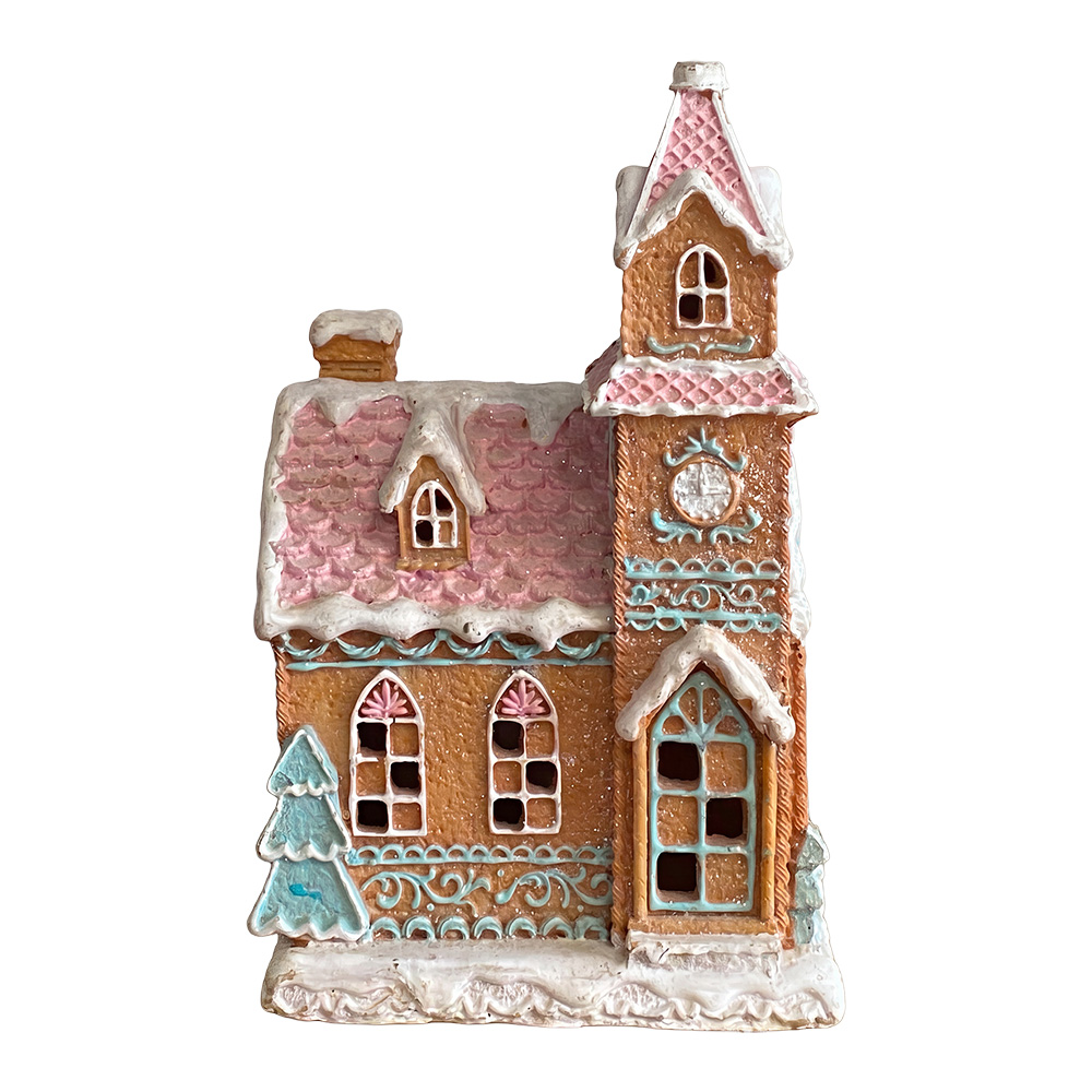 Decoration House Brown White 14x12x21 cm
