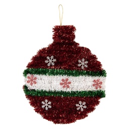 [66619] Wanddeko Weihnachtskugel Rot Grün 22x2x26 cm