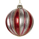 Christmas Bauble Red Silver colored Ø 8x8 cm