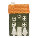 Kerzenhalter Weihnachten Häuschen Grün Orange 9x8x15 cm