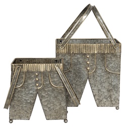 [6Y4184] Pflanzenständer für den Innenbereich 2er Set Grau 28x15x30/50 cm