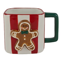 [6CEMU0249] Mug White Red 13x9x9 cm / 300 ml