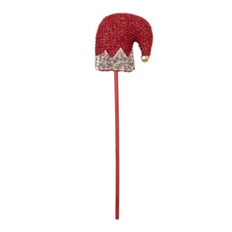 [66562] Decorazione Natalizia Cappello di Babbo Natale Rosso Color oro 9x2x34 cm