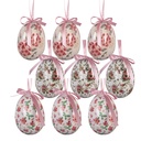 Ciondolo Decorativo Uovo (set 9) Rosa Bianco Ø 5x8 cm