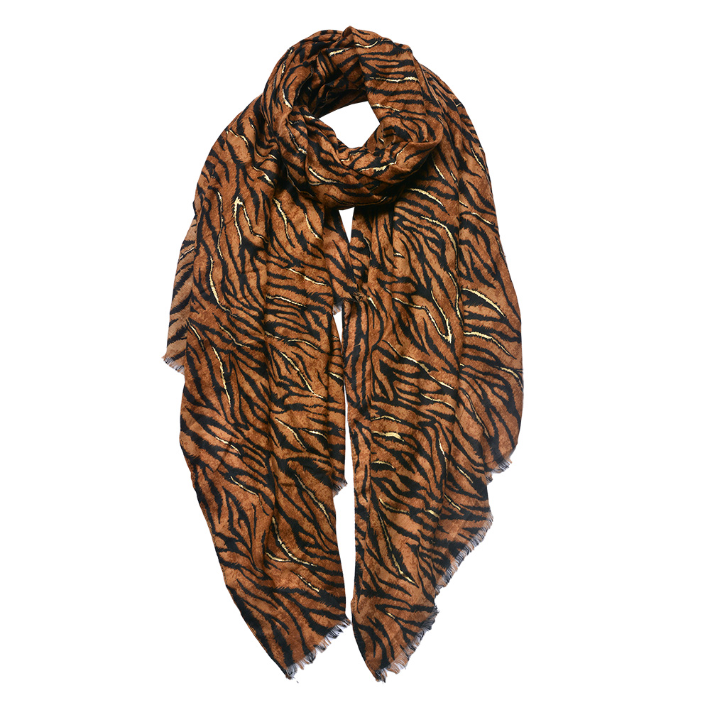 Scarf Women Print Brown, Black 90x180 cm