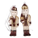 Clayre & Eef Weihnachts-Anhänger 2er-Set Nussknacker 3x3x10 cm Beige Keramik