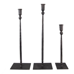 [6Y5444] Kerzenständer (3er Set) Schwarz 16x10x52 / 16x10x49 / 10x9x35 cm