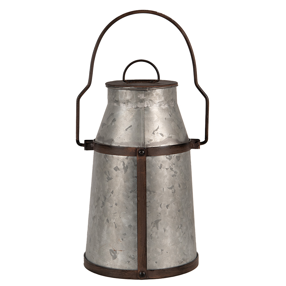 Bidone Latte Decorativo Grigio Marrone 21x20x31/44 cm