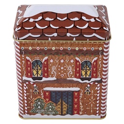 [6BL0212] Scatola di Latta Marrone Bianco 10x6x14 cm