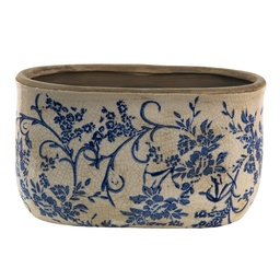 [6CE1398L] Blumentopf für Innen Blau, Weiß 22x12x13 cm