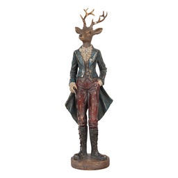 [6PR6458] Décoration Cerf Marron Bleu 13x12x42 cm