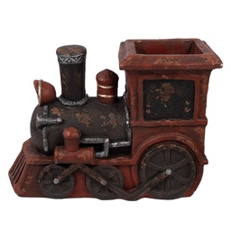 [5MG0074] Décoration de Noël Locomotive Rouge Marron 70x30x50 cm